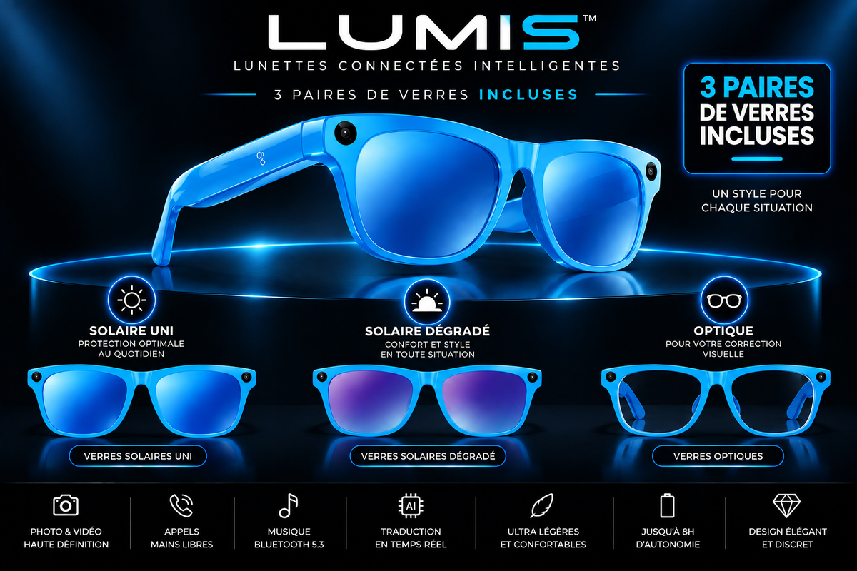 LUMIS™ – Lunettes connectées Bluetooth | Photos, appels et musique