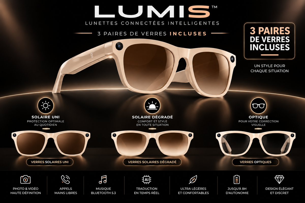 LUMIS™ – Lunettes connectées Bluetooth | Photos, appels et musique